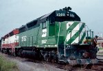 Burlington Northern GP35 #2582, built December 1965, heading for its Memphis bound train 